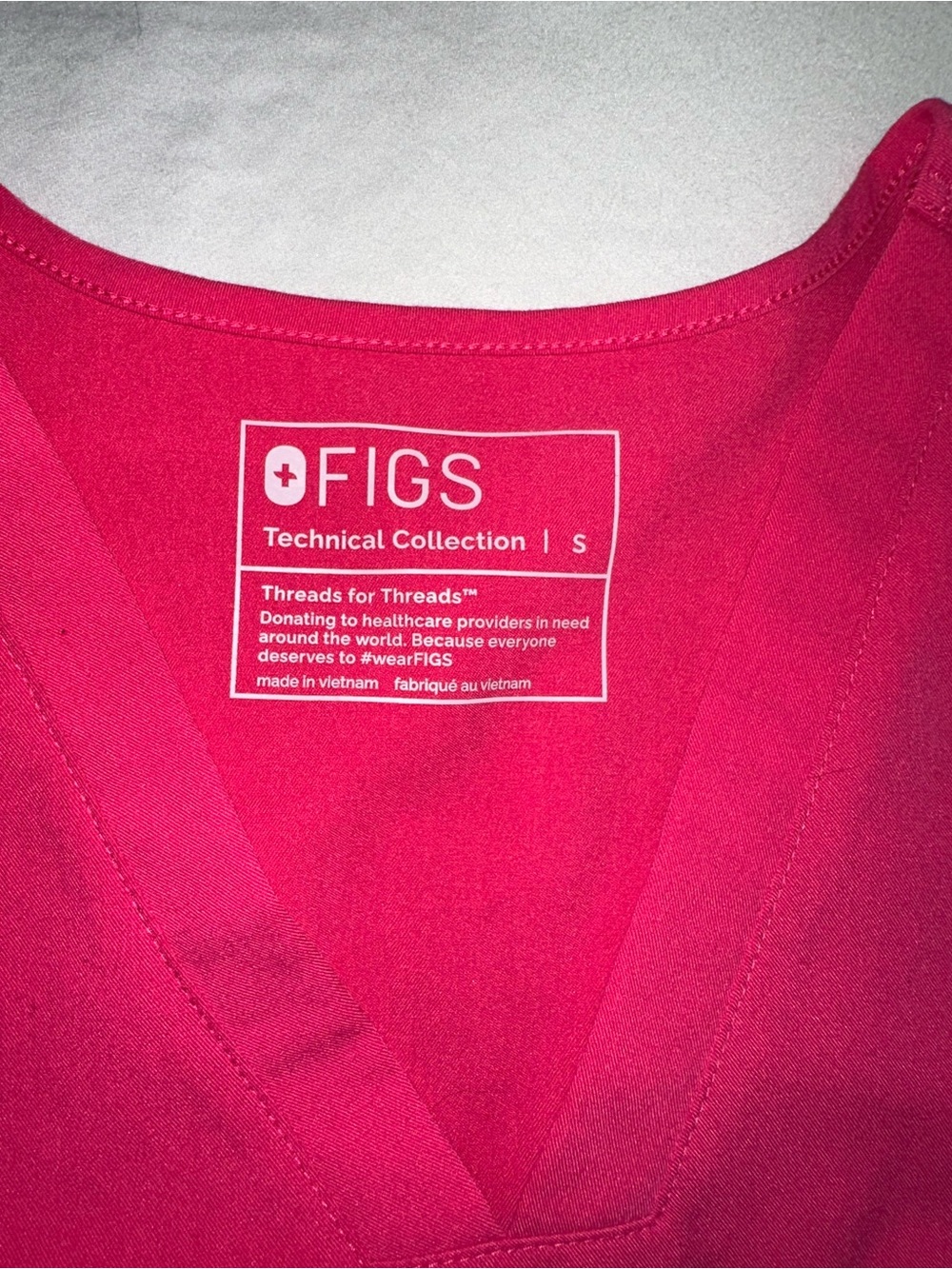 Figs Women's V-Neck Tunic in Raspberry Pink
